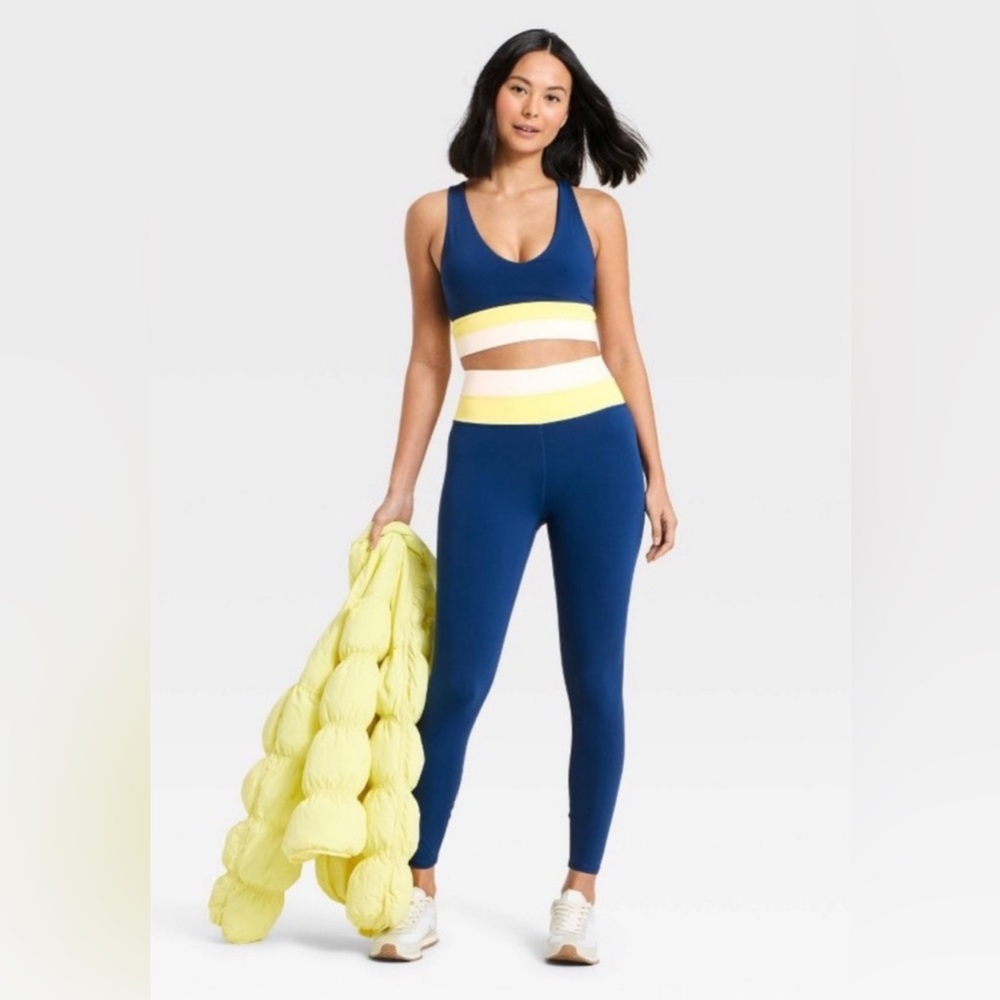 Women's High-Rise Colorblocke Longline Bra and Leggings - JoyLab™ Set Blue XXL